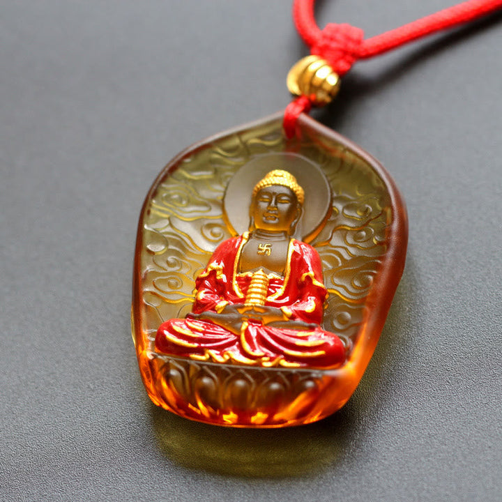 BWOOOH Tibet Medicine Buddha Liuli Crystal Compassion Necklace Pendant