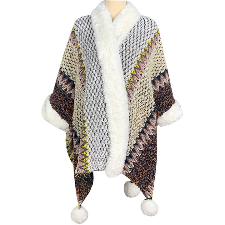 BWOOOH Tibetan Multicolored Striped Shawl Winter Cozy Tra