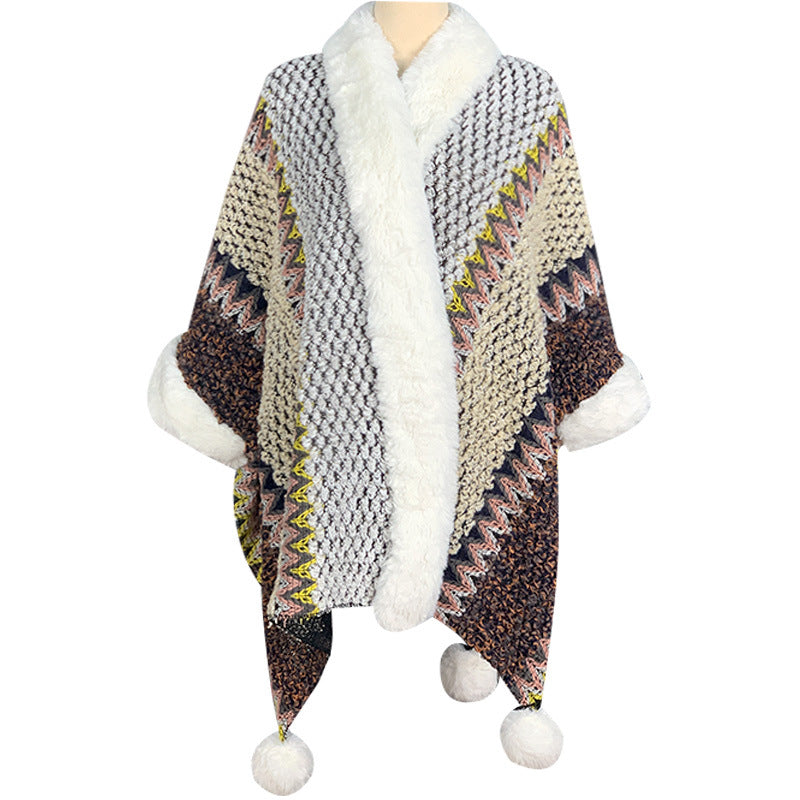 BWOOOH Tibetan Multicolored Striped Shawl Winter Cozy Tra