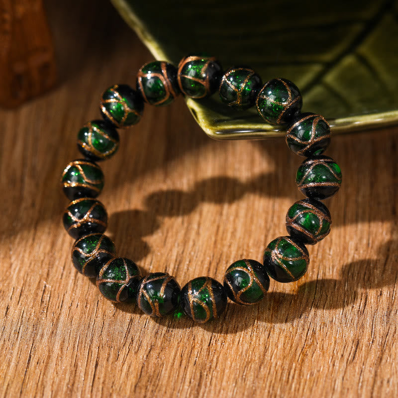 BWOOOH Tibetan Classic Liuli Glass Bead Luck Wealth Bracelet