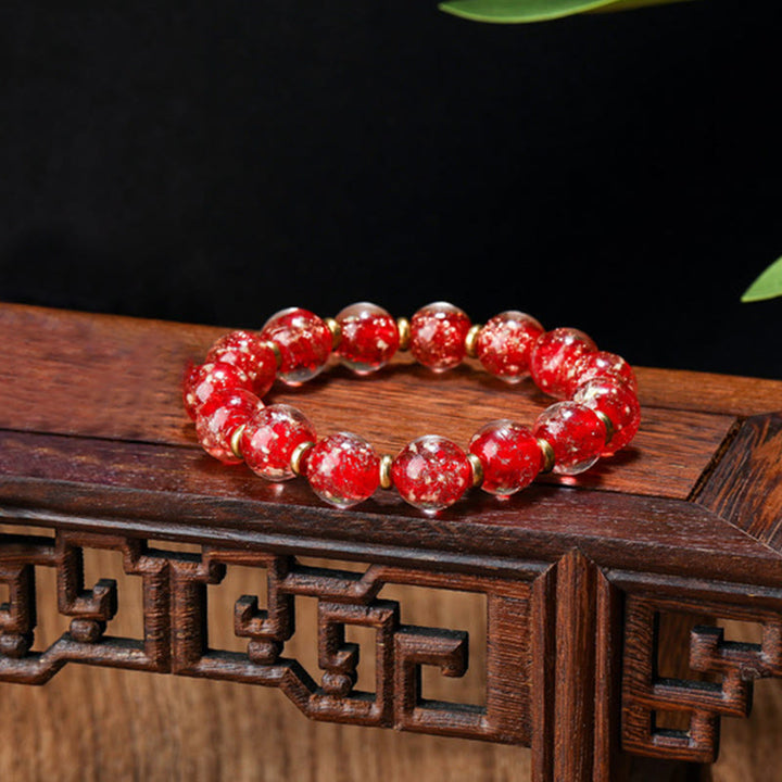 BWOOOH Gold Swallowing Beast Family Charm Luminous Fluorescent Liuli Glass Bead Success Bracelet