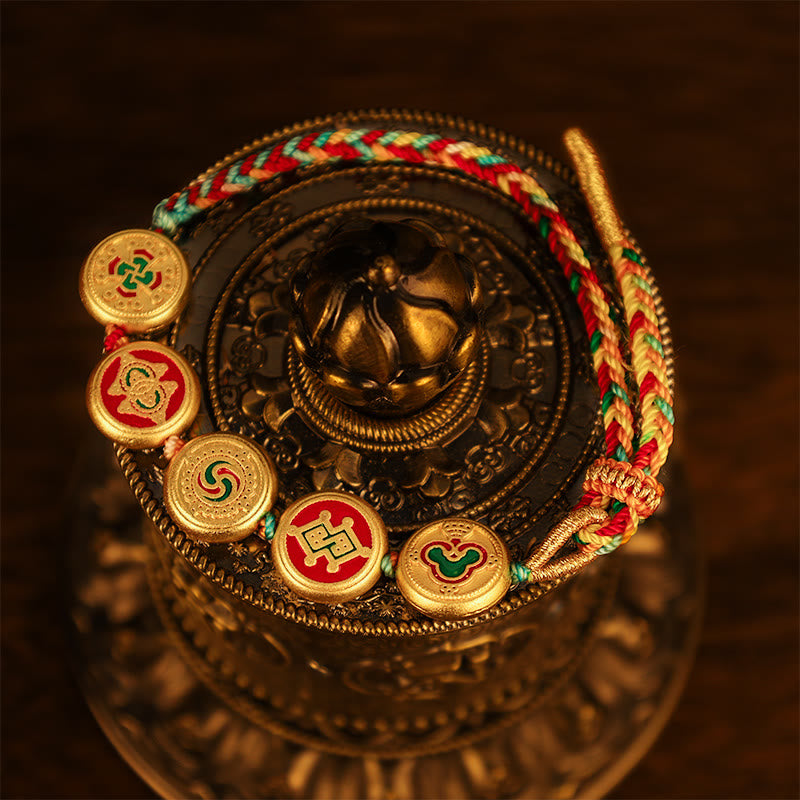 BWOOOH Tibetan Five God Of Wealth Colorful Rope Braided Luck Bracelet