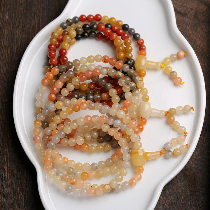 BWOOOH 108 Beads Natural Red Agate Mala Protection Bracelet