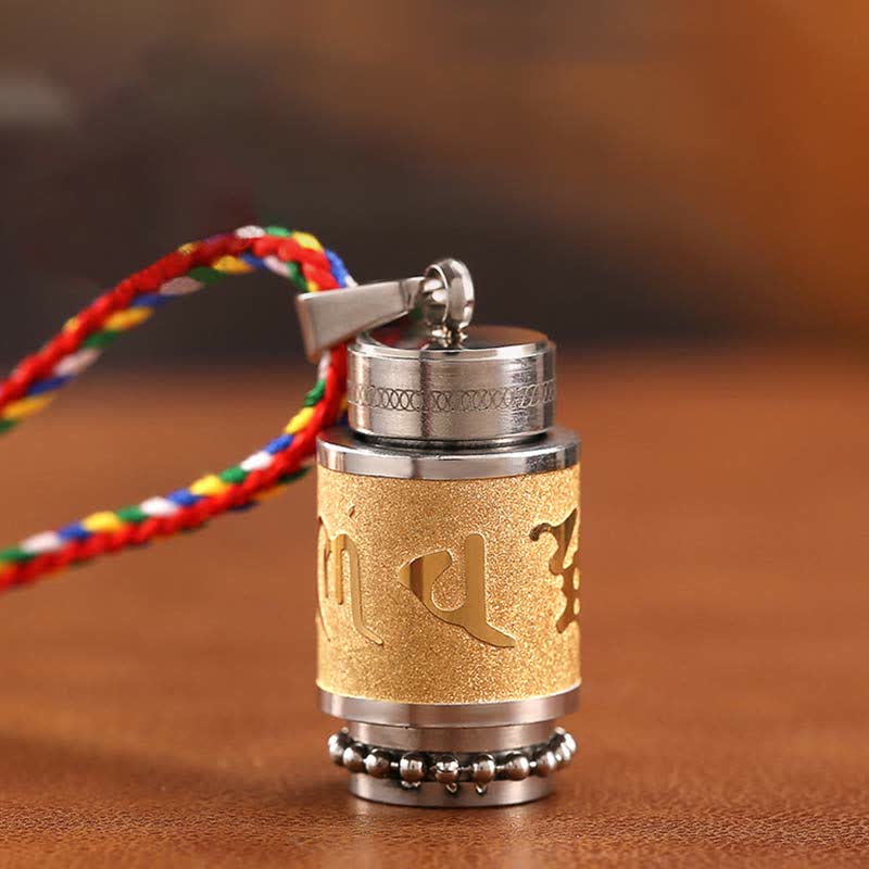 BWOOOH Tibet Om Mani Padme Hum Shurangama Mantra Titanium Steel Wisdom Amulet Necklace Pendant