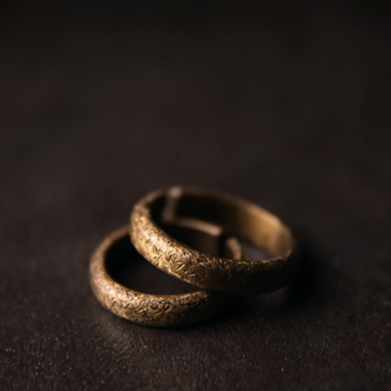 BWOOOH Tibetan Vintage Texture Design Copper Luck Couple Ring