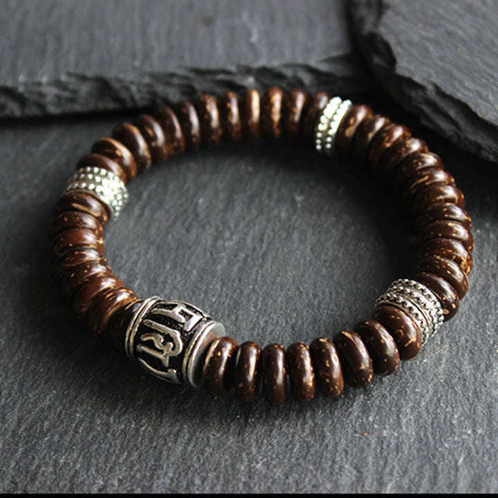 BWOOOH Natural Tibetan Coconut Shell Om Mani Padme Hum Positive Bracelet | spiritual healing bracelet