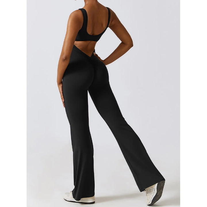 BWOOOH printed yoga pants - Women Workout Sleeveless Jumpsuit Flare 