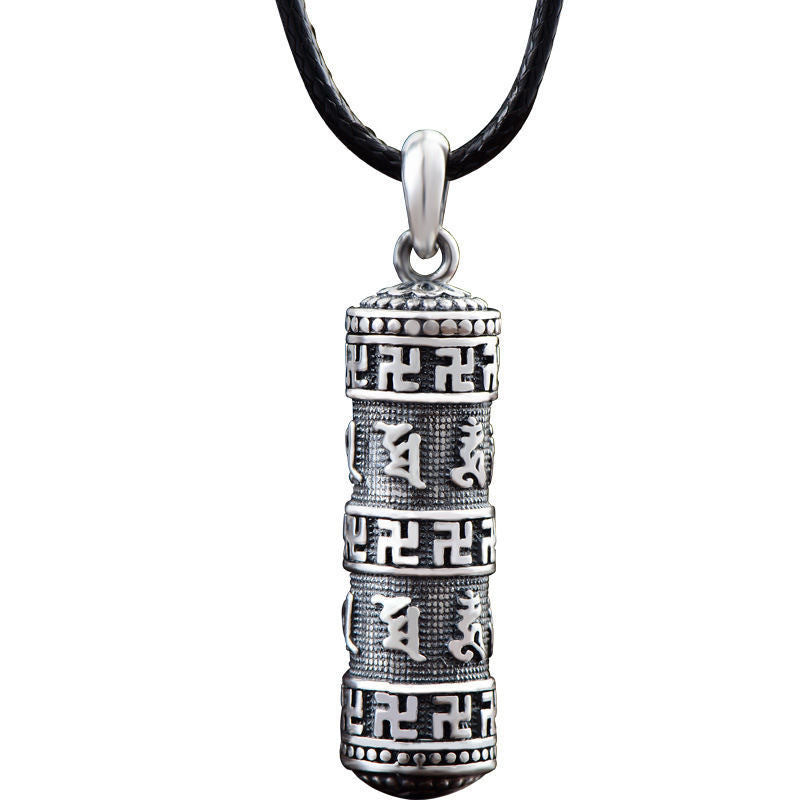 BWOOOH Tibetan Om Mani Padme Hum Buddha Swastika Luck Necklace Pendant