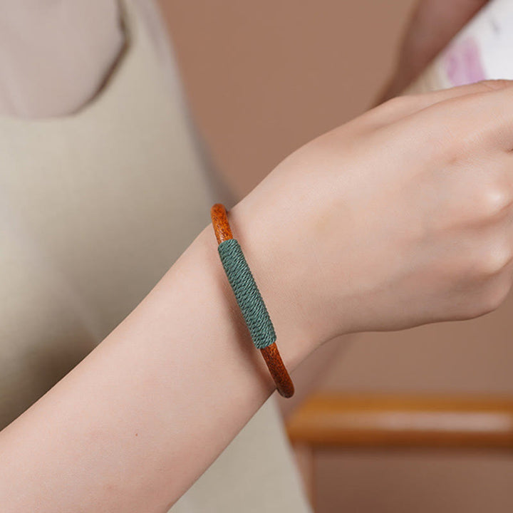 BWOOOH Tibetan Leather Handmade Five Elements Luck Braid String Buckle Bracelet