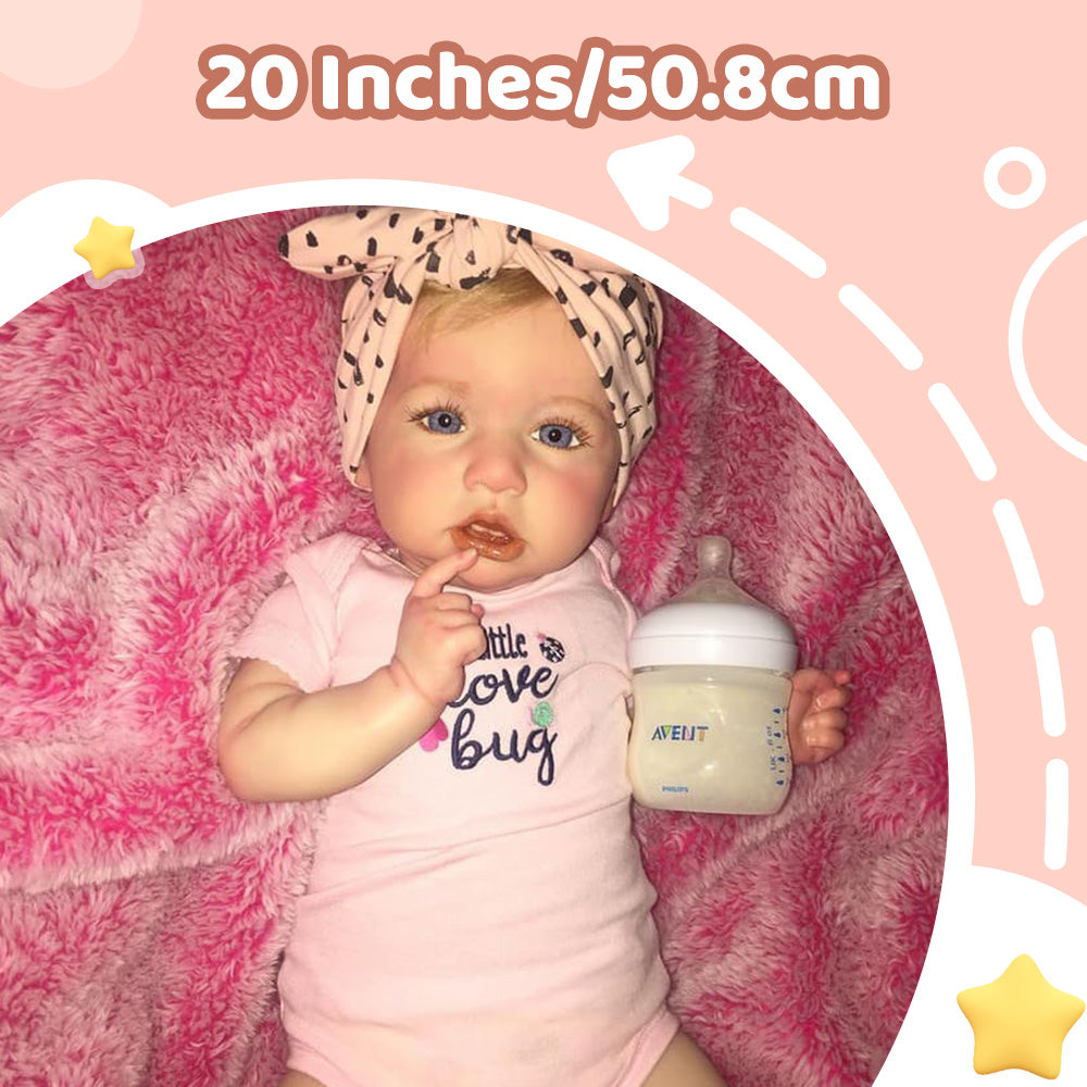 20'' Touch Real Reborn Baby Doll Girl Blanco with Coos and ''Heartbeat''