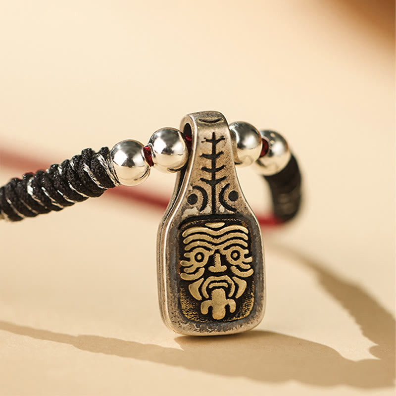 BWOOOH Tibetan 925 Sterling Silver Zakiram Goddess of Wealth Protection Rope Necklace Pendant