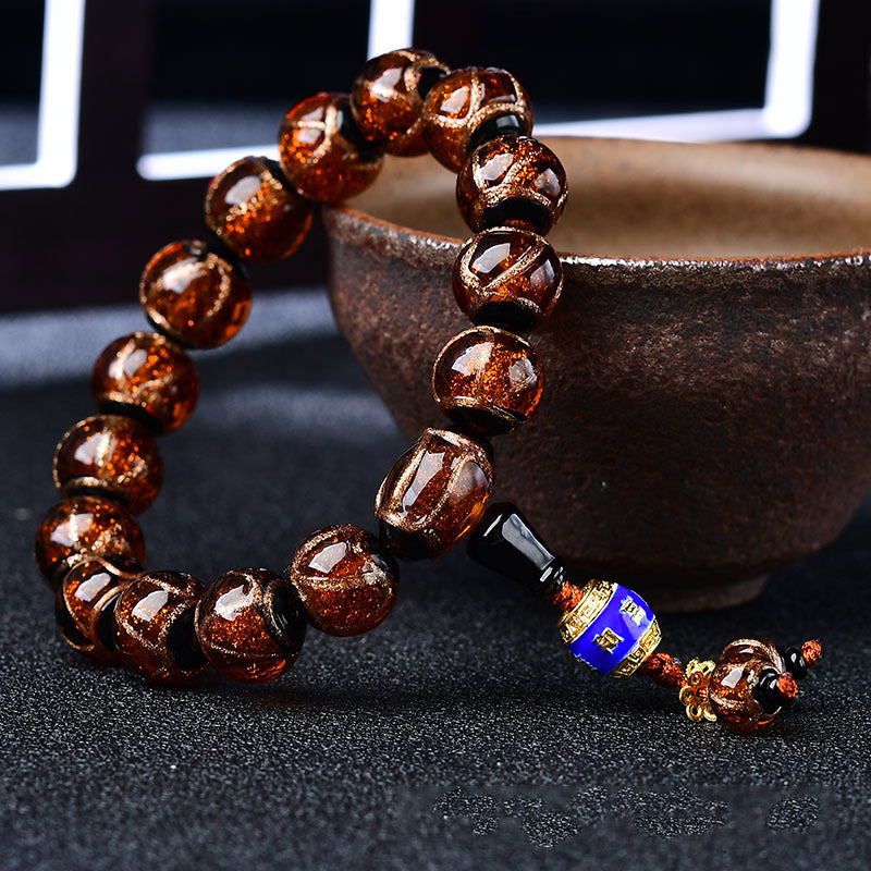 BWOOOH Tibetan Dragon Vein Agate Healing Bracelet  -  Dragon Tibetan bracelet for spiritual healing and mindful living