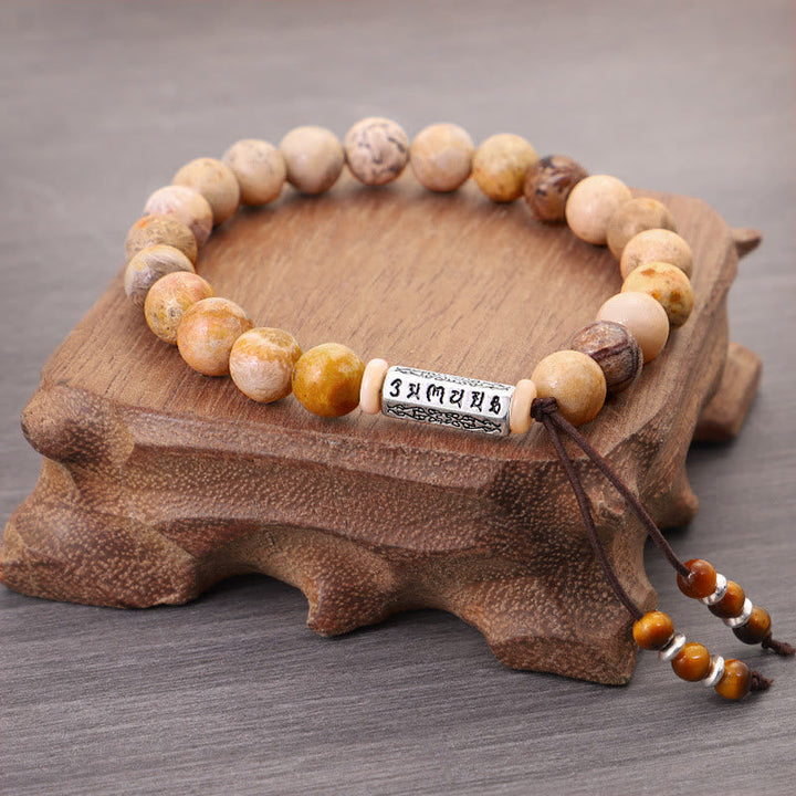 BWOOOH Weathered Stone Om Mani Padme Hum Strengthen Bracelet