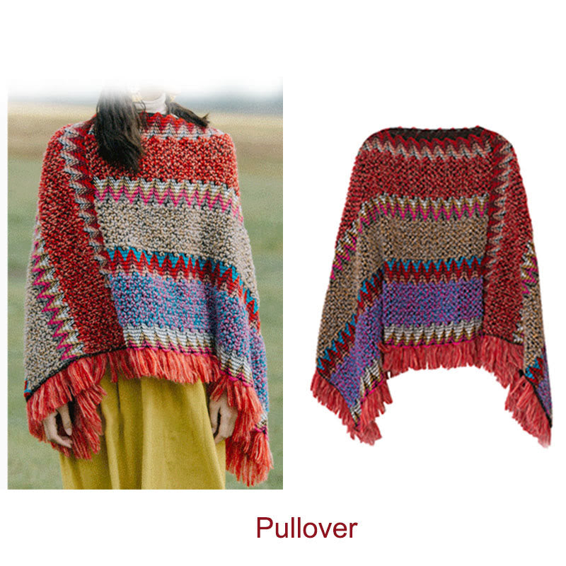 BWOOOH Tibetan Shawl Warm Cloak Tibetan Tassel Scarf
