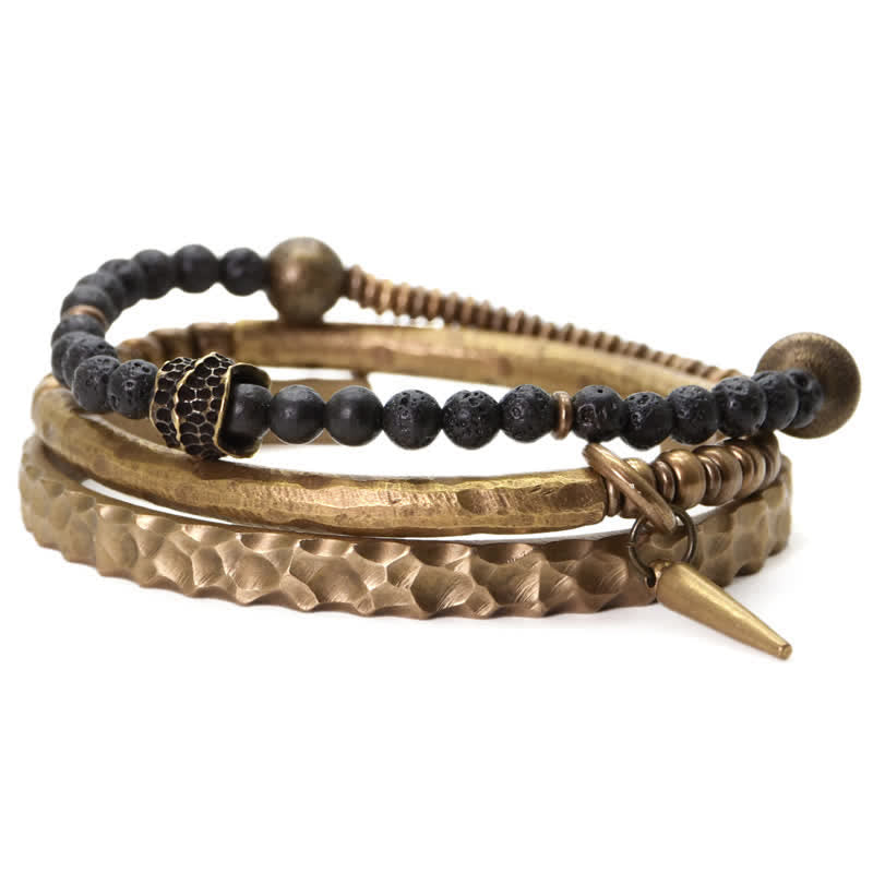 BWOOOH Lava Rock Stone Copper Balance Cuff Bracelet Bangle