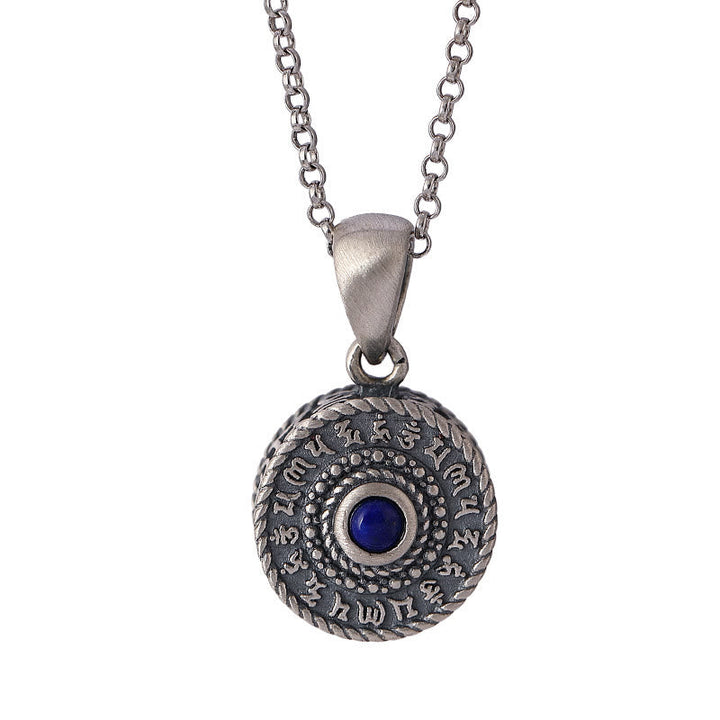 BWOOOH 925 Sterling Silver Om Mani Padme Hum Lazurite Love Peace Necklace Pendant