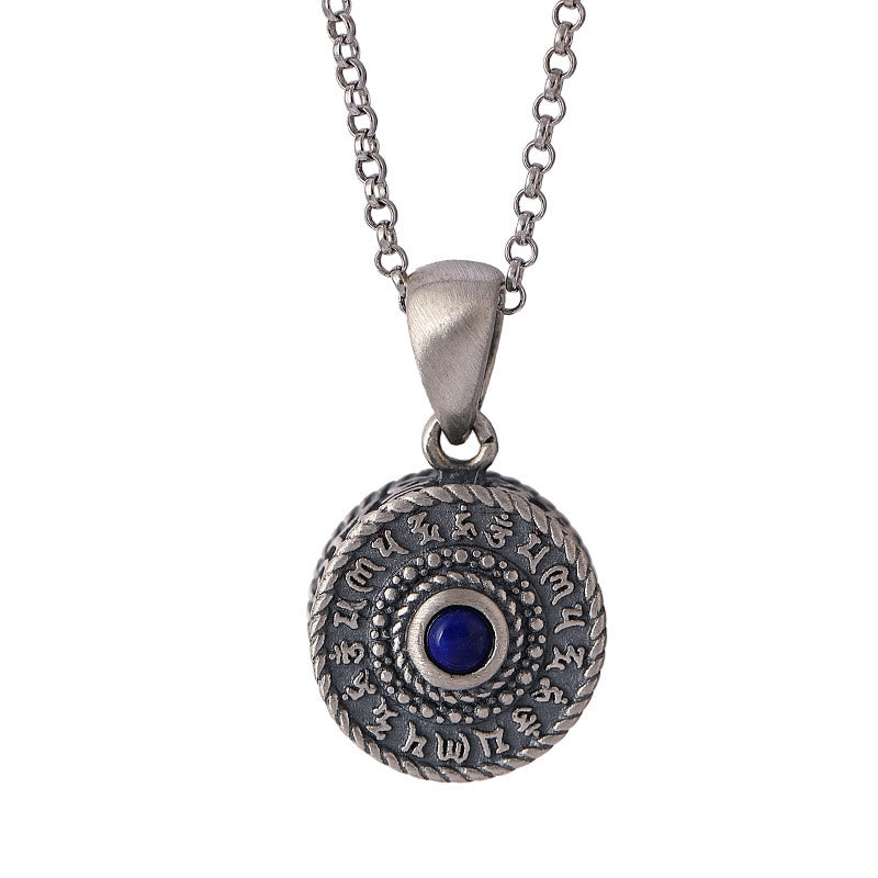 BWOOOH 925 Sterling Silver Om Mani Padme Hum Lazurite Love Peace Necklace Pendant