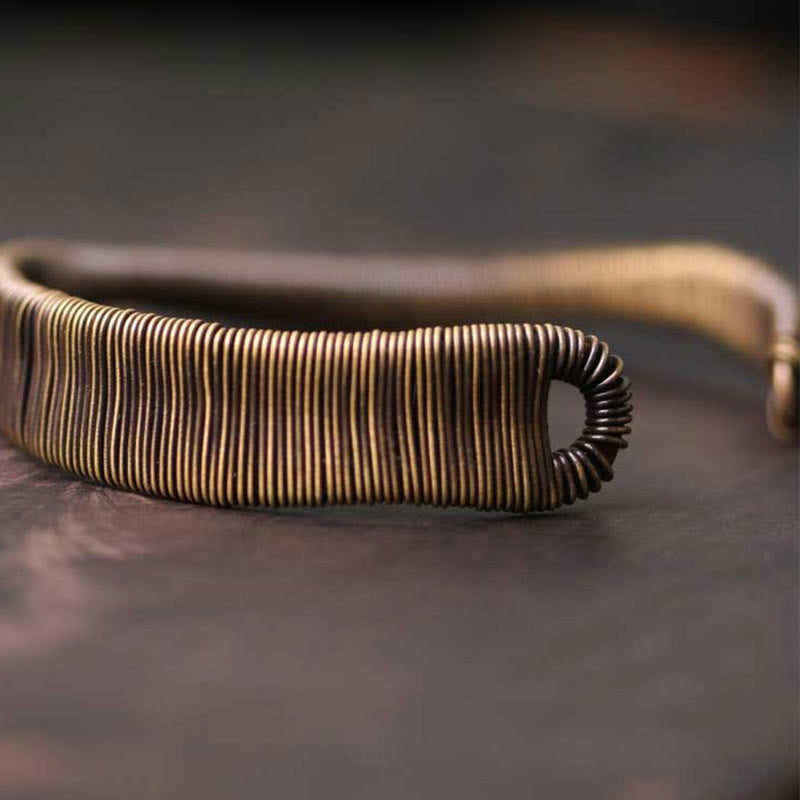 BWOOOH Simple Design Wrapped Brass Copper Luck Wealth Adjustable Cuff Bracelet | spiritual healing bracelet