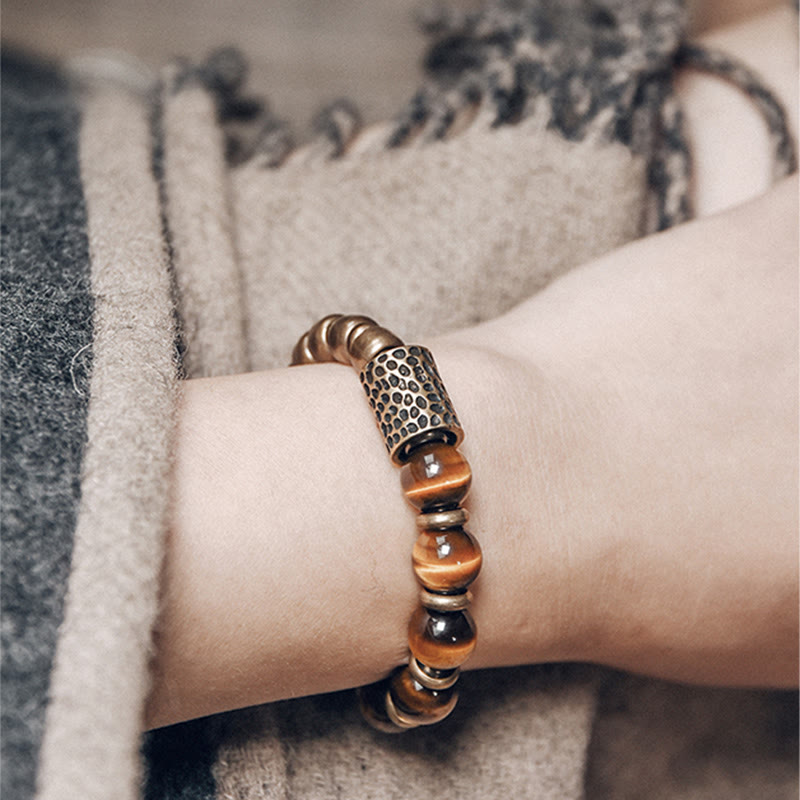 BWOOOH Tiger Eye Stone Copper Protection Bracelet