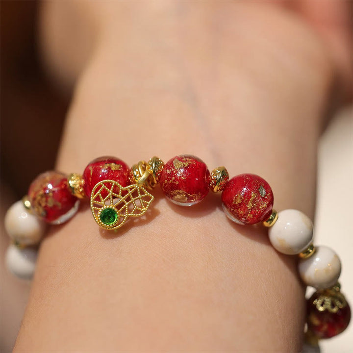 BWOOOH Gourd God Of Wealth Charm Fortune Liuli Glass Bead Incense Ash Porcelain Bead Bracelet