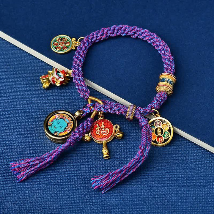 BWOOOH Tibetan Green Tara Zakiram Goddess of Wealth Thangka Luck Braid String Bracelet