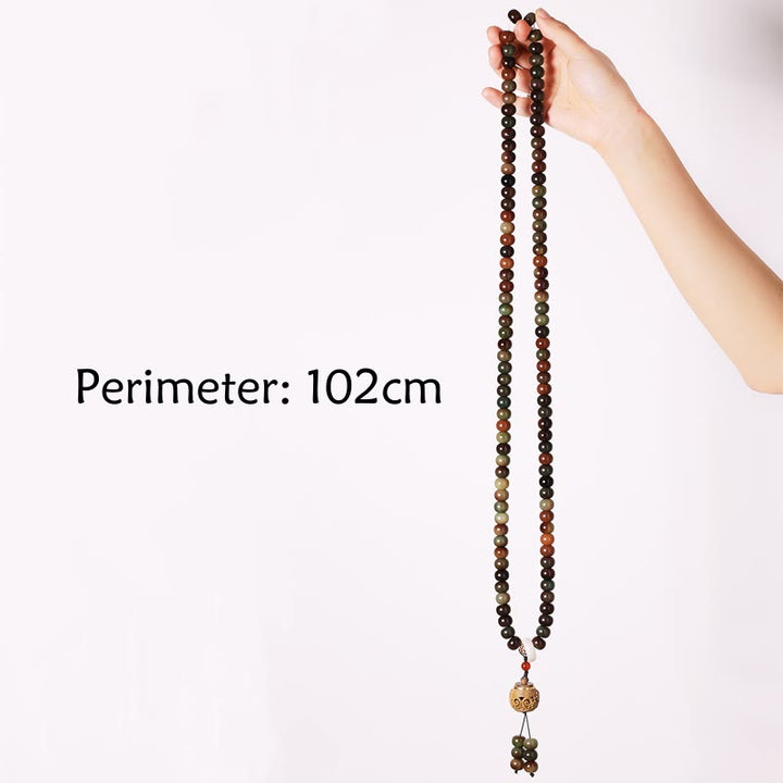 BWOOOH 108 Mala Beads Dunhuang Color Bodhi Seed Dzi Bead Keep Away Evil Spirits Bracelet