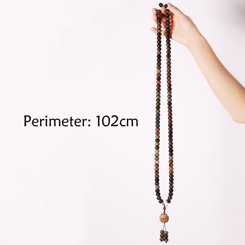 BWOOOH 108 Mala Beads Dunhuang Color Bodhi Seed Dzi Bead Keep Away Evil Spirits Bracelet