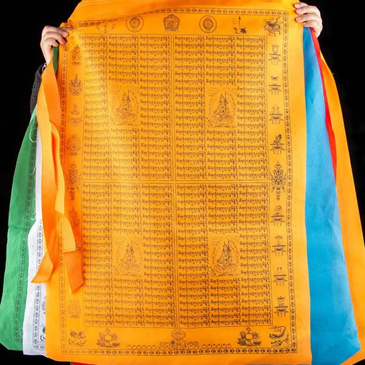 Buddha Stones Tibetan 5 Colors Windhorse Happiness Auspicious Outdoor Prayer Flag