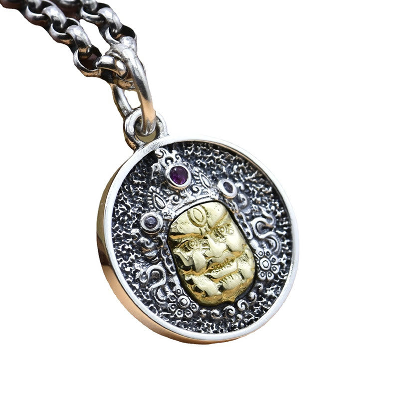 BWOOOH 925 Sterling Silver Zakiram Goddess of Wealth Dorje Vajra Spiritual Necklace Pendant