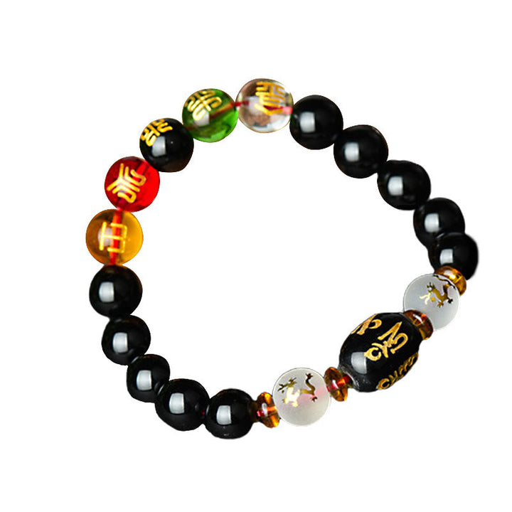 BWOOOH Tibetan Black Onyx Luck Bracelet | natural stone spiritual bracelet for healing and mindful living