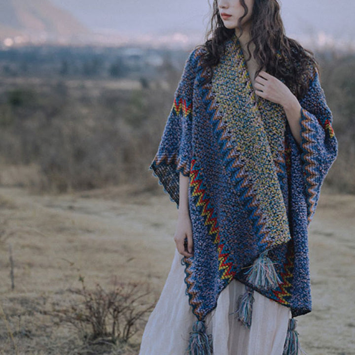 BWOOOH Tibetan Shawl Soft Warm Knitting Cloak Winter Tibe