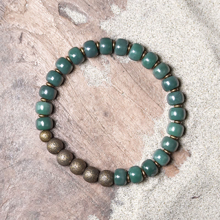 BWOOOH Tibetan Cyan Bodhi Seed Copper Success Bracelet | natural stone spiritual bracelet for healing and mindful living