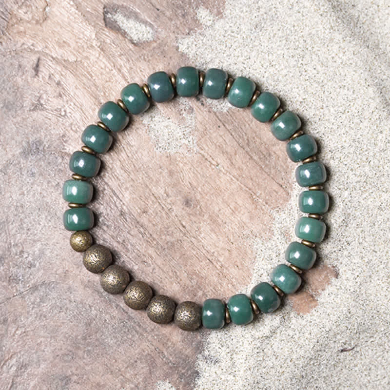BWOOOH Tibetan Cyan Bodhi Seed Copper Success Bracelet | natural stone spiritual bracelet for healing and mindful living