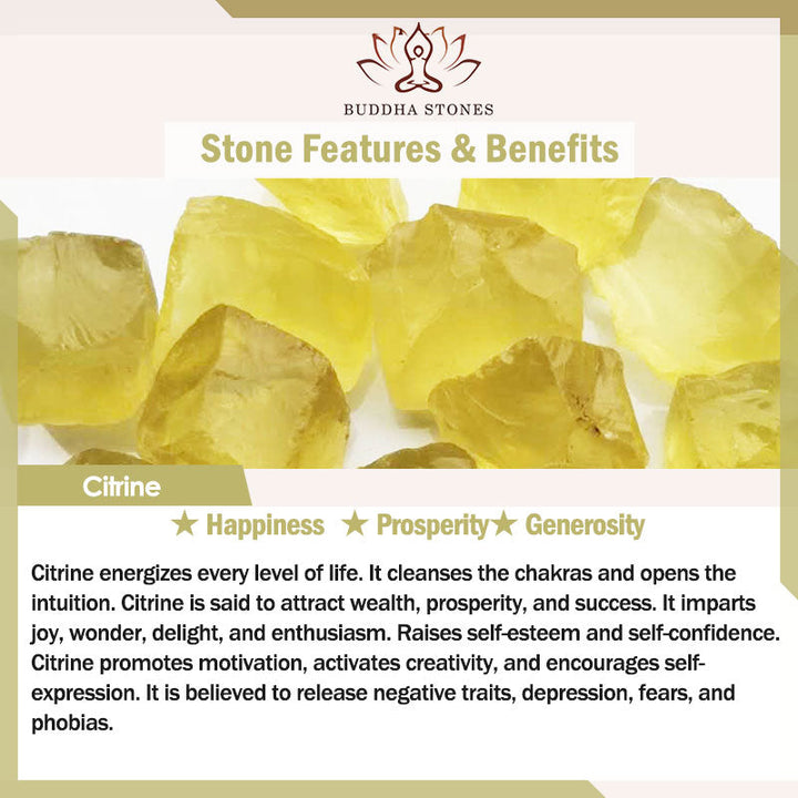 BWOOOH Citrine Lotus Blessing Protection Adjustable Ring