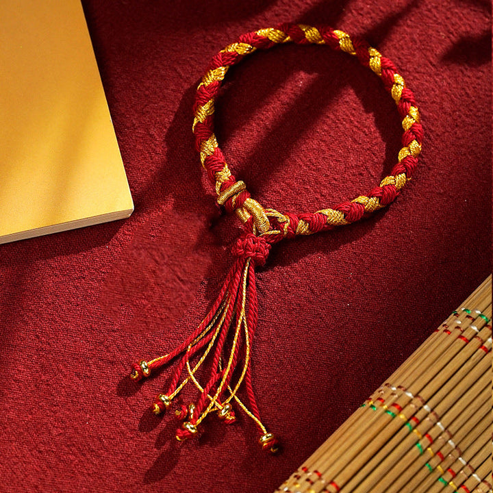 BWOOOH Handmade Tibetan Five God Of Wealth Dragon Scale Rope Luck Braid Bracelet
