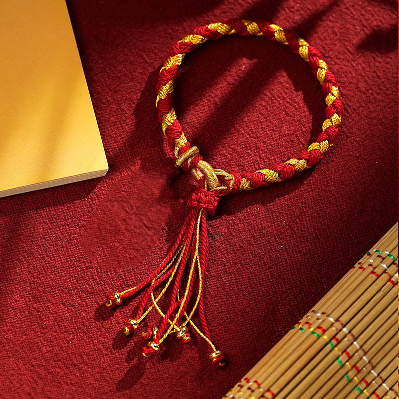 BWOOOH Handmade Tibetan Five God Of Wealth Dragon Scale Rope Luck Braid Bracelet