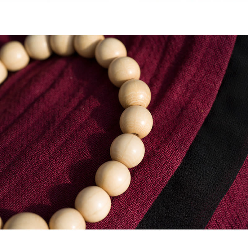 BWOOOH Natural Abelia Biflora Wood Blessing Wrist Mala