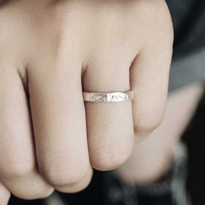 BWOOOH 925 Sterling Silver Simple Design Blessing Couple Ring