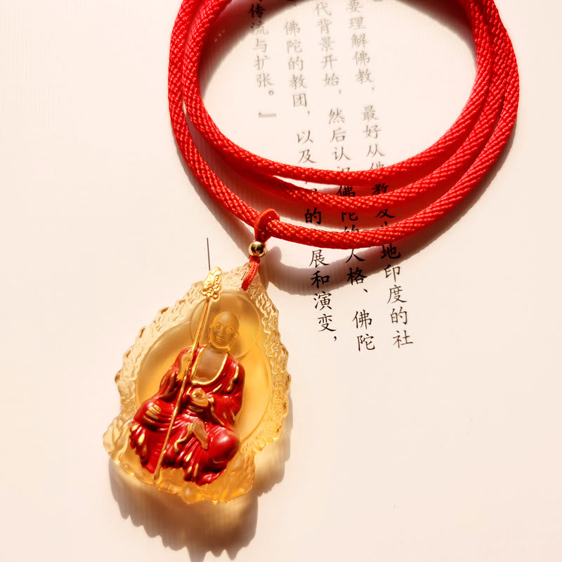 BWOOOH Ksitigarbha Buddha Liuli Crystal Compassion Amulet Necklace Pendant