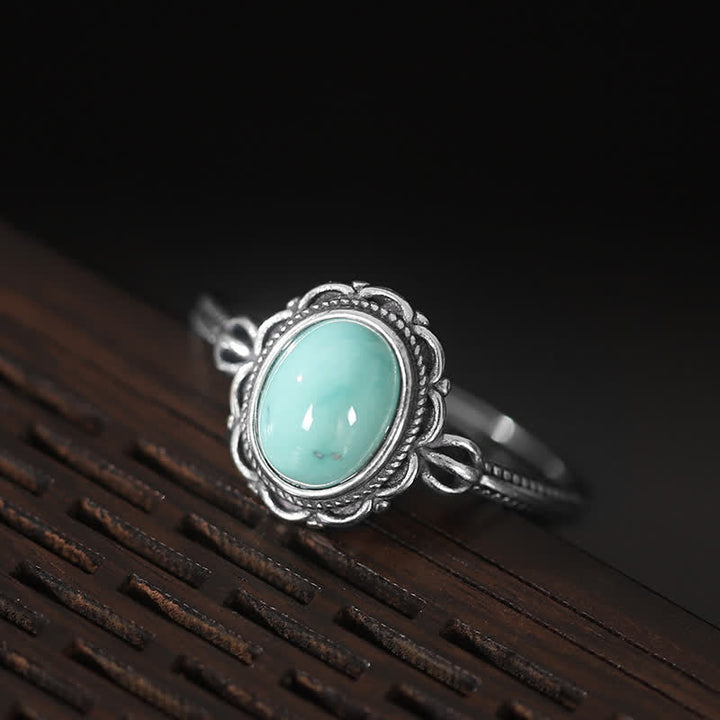 BWOOOH 925 Sterling Silver Tibetan Turquoise Red Agate Protection Ring