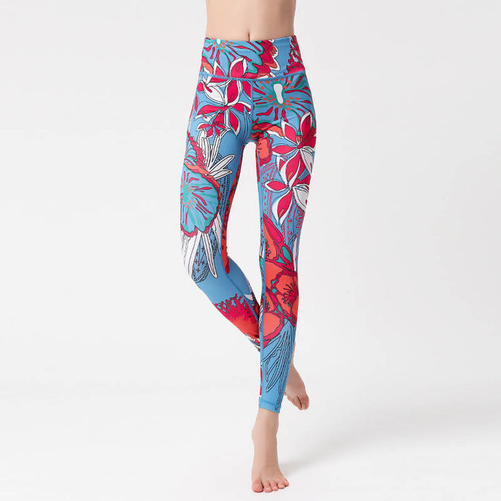 BWOOOH printed yoga leggings - Colorful Flower Petal Leaves Print Sport