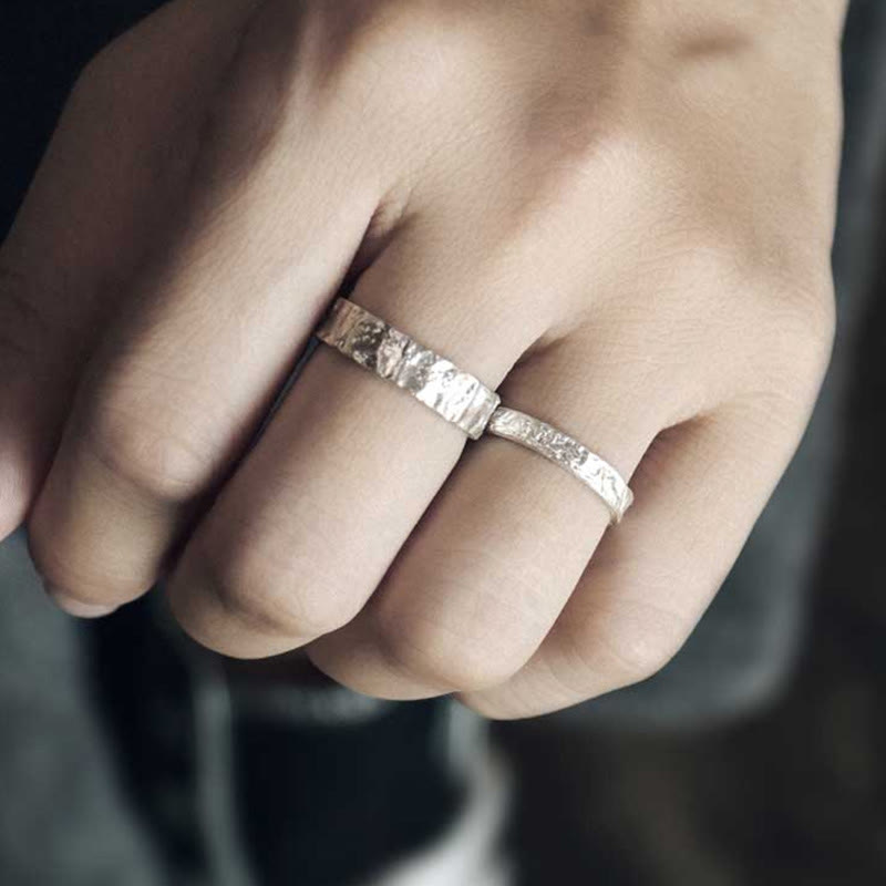 BWOOOH 925 Sterling Silver Simple Design Blessing Couple Ring