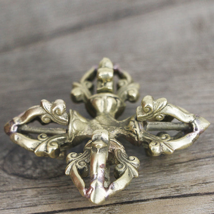 Buddha Stones Nepal Handmade 5 Prong Double Dorje Copper Strength Vajra