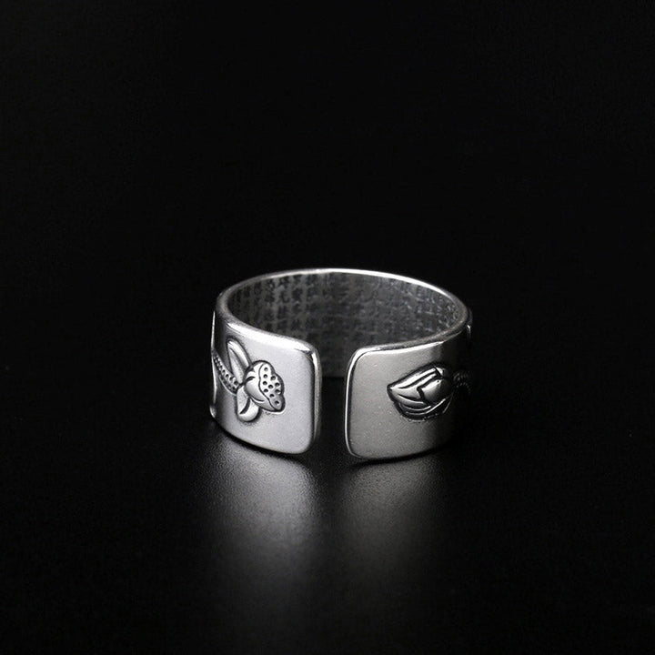 BWOOOH Tibetan Lotus White Copper Enlightenment Ring