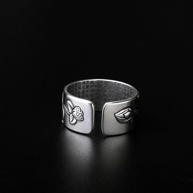 BWOOOH Tibetan Lotus White Copper Enlightenment Ring