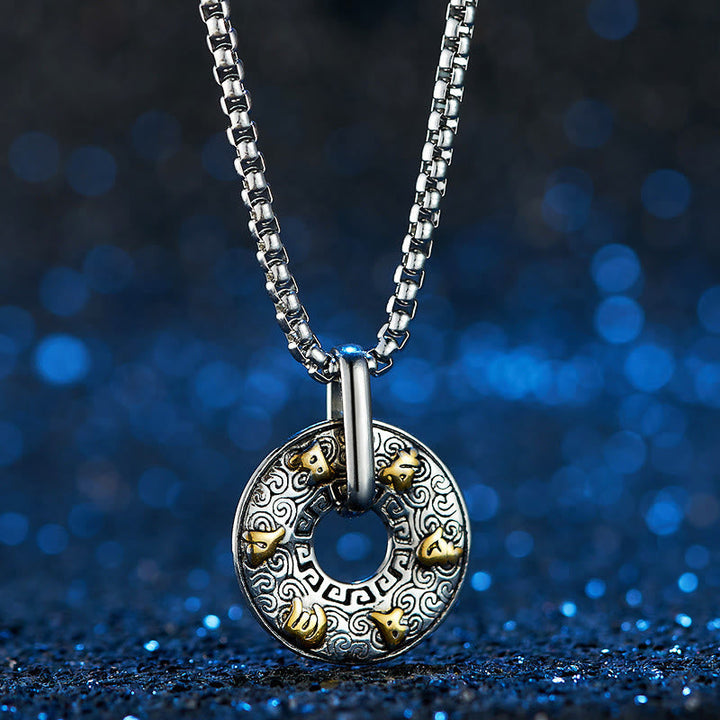 BWOOOH Tibetan Om Mani Padme Hum Peace Buckle Creativity Necklace Pendant