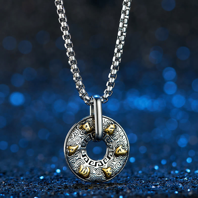 BWOOOH Tibetan Om Mani Padme Hum Peace Buckle Creativity Necklace Pendant
