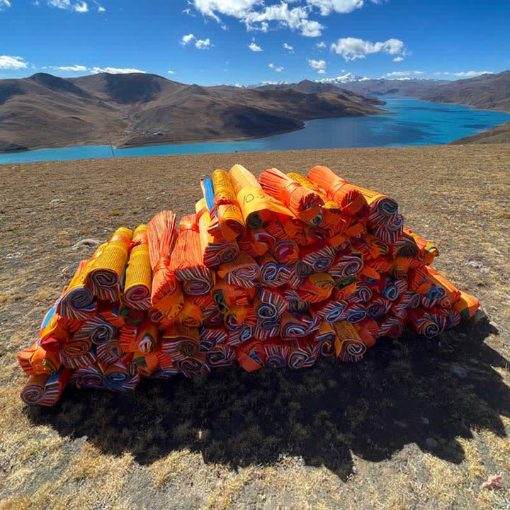 Buddha Stones Tibetan 5 Colors Windhorse Auspicious Outdoor 25 Pcs Prayer Flag