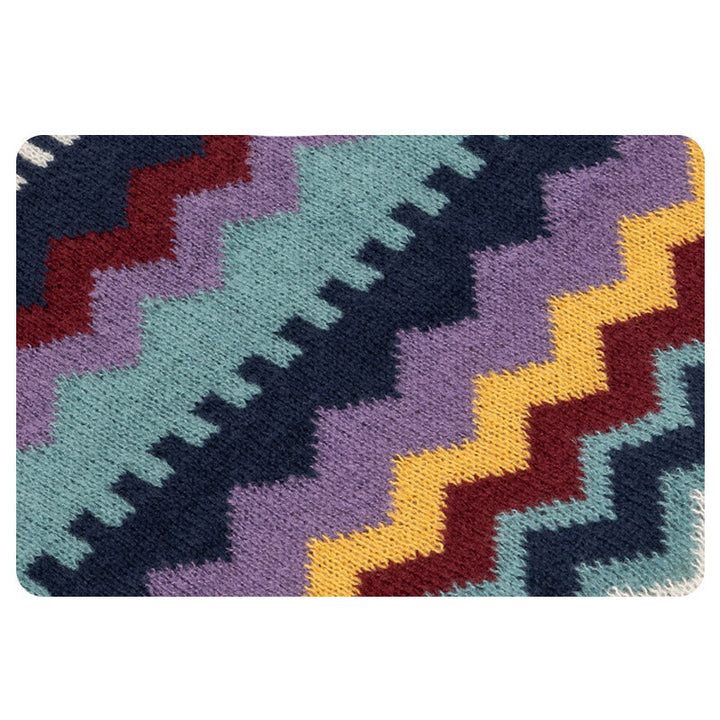 BWOOOH Tibetan Shawl Colorful Striped Wavy Line Tassels W