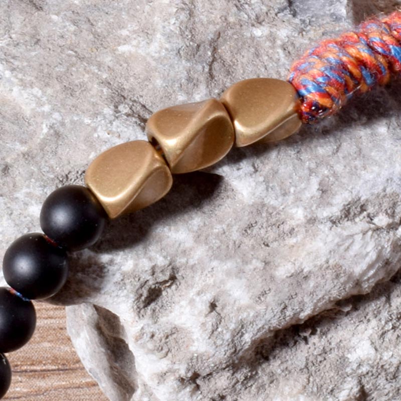 BWOOOH Handmade Tibetan Black Onyx Tassel Bracelet